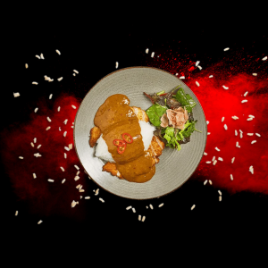 Hot Chicken Katsu Curry with crispy chicken cutlet and rich curry sauce.