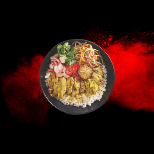 Shu’s Shiok Chicken with spiced grilled chicken and tangy glaze.